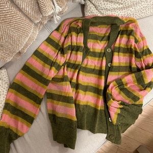 Daily drills pink and green striped light wool sweater